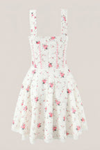 Robe blanche courte en coton imprimée - Harana
