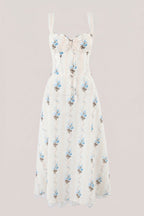 Robe blanche midi en coton imprimée - Harana