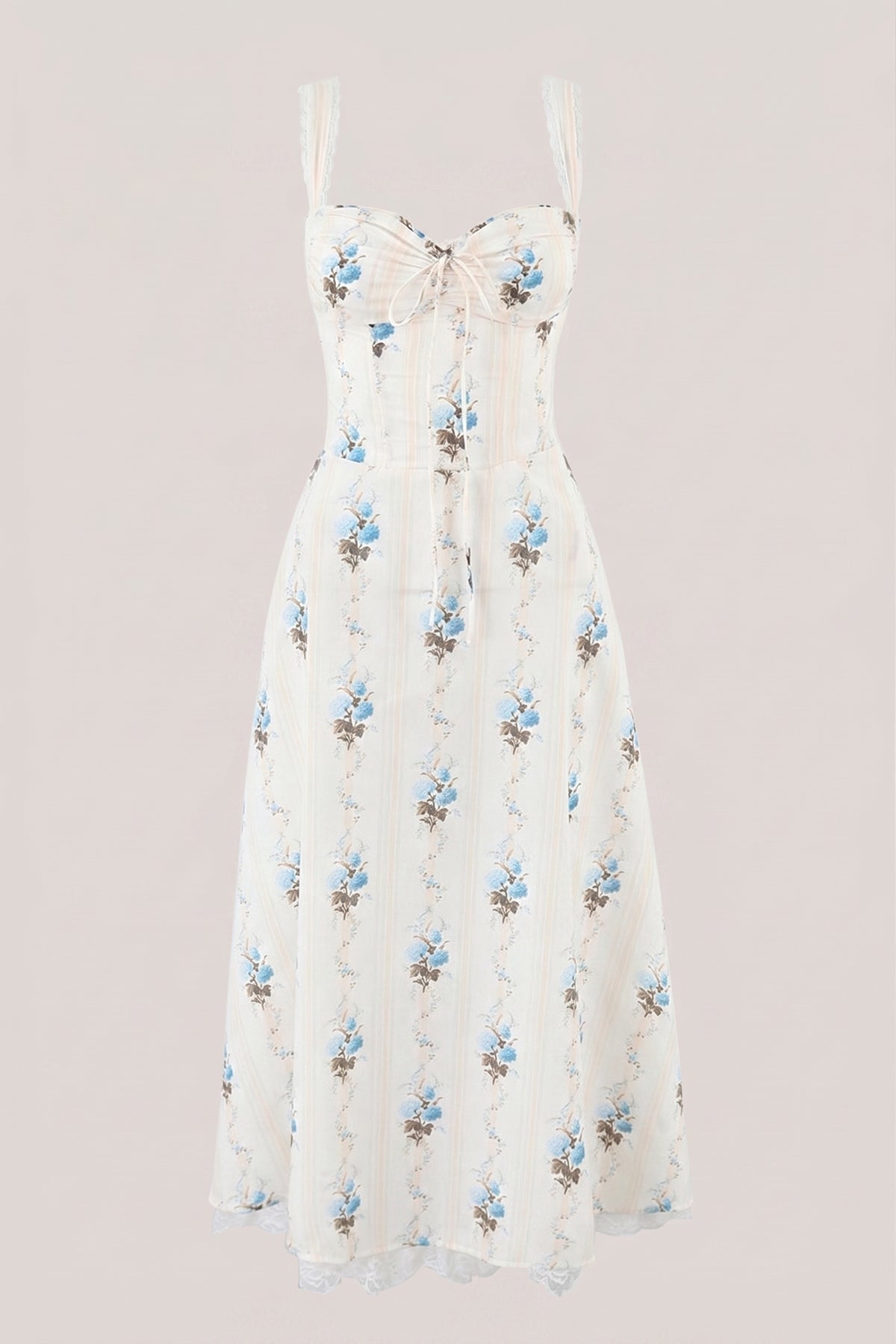 Robe blanche midi en coton imprimée - Harana