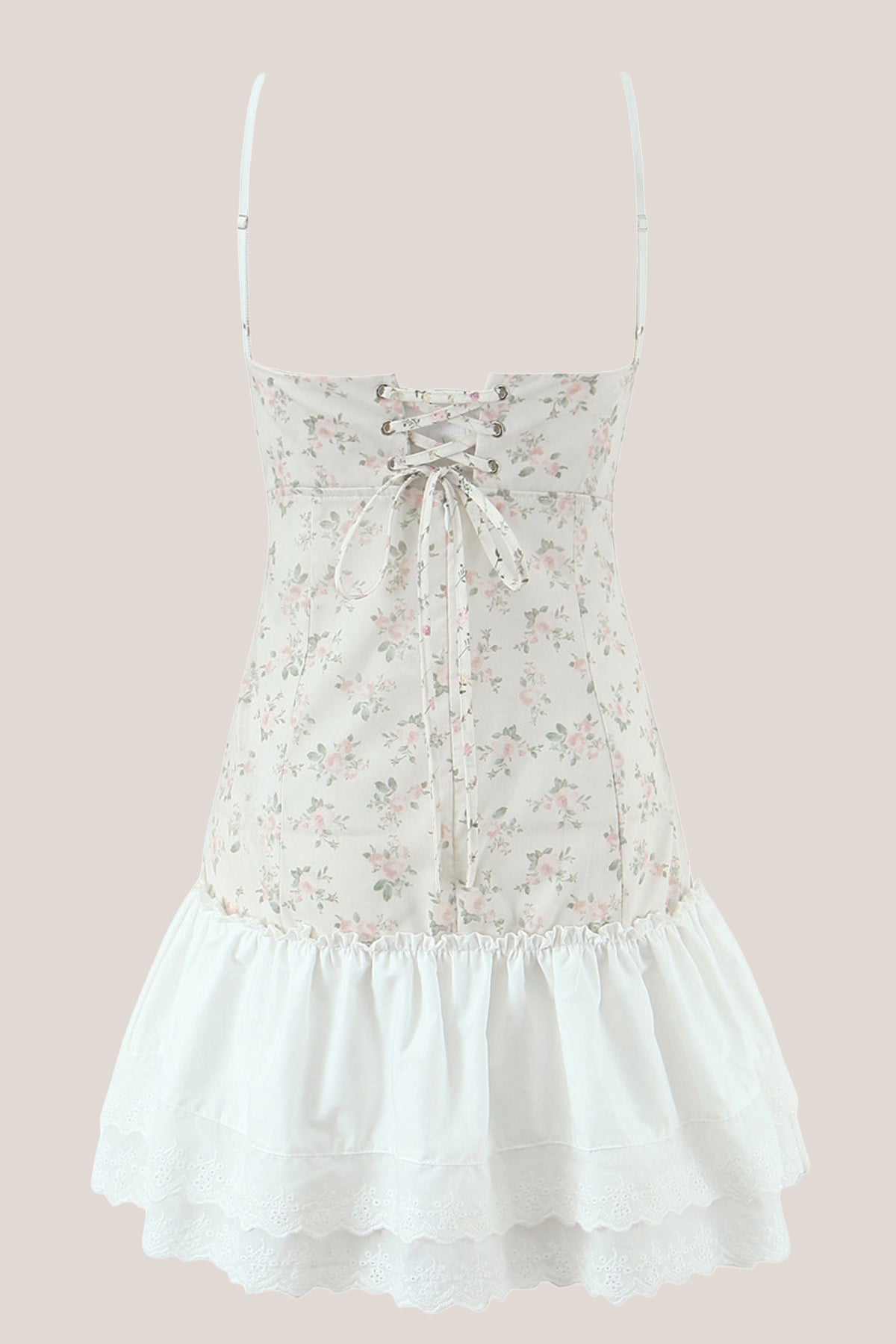 Robe blanche courte en coton imprimée ornée de volants - Harana